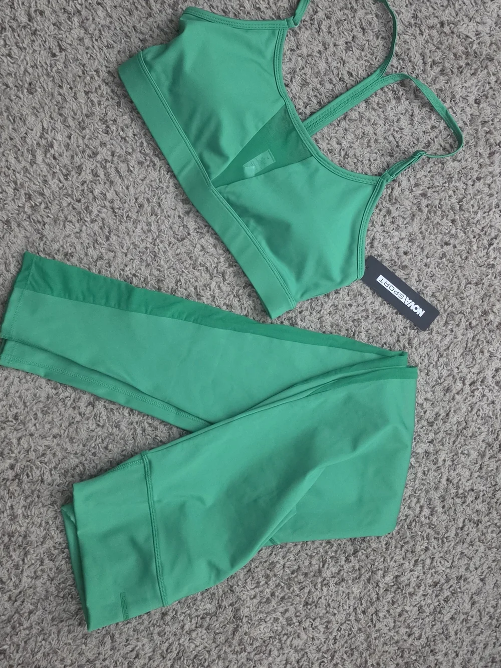Green Active High-Waist Leggings & Sports Bra Set
